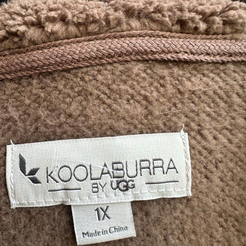 Koolaburra by UGG Sherpa Fleece Shawl Collar Cardigan jacket brown 1X NEW - Picture 3 of 5